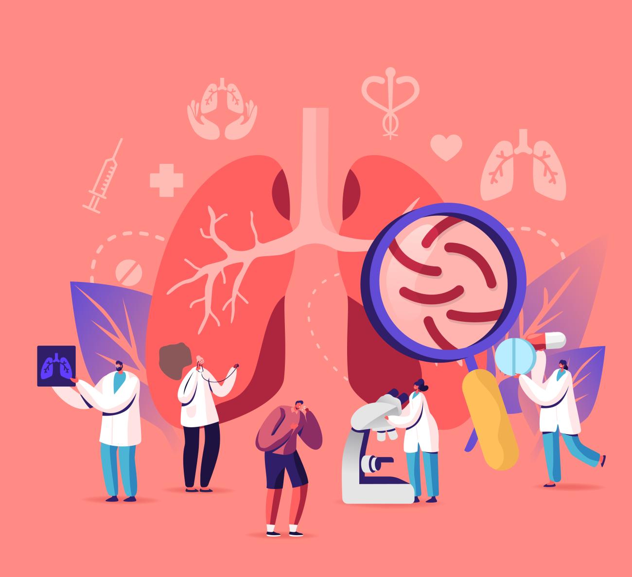 Illustrated image of tuberculosis care.